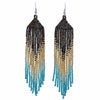Long Tassel Glass Bead Earrings-Earrings-Siesta Crafts