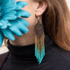 Long Tassel Glass Bead Earrings-Earrings-Siesta Crafts