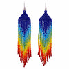 Long Tassel Glass Bead Earrings-Earrings-Siesta Crafts