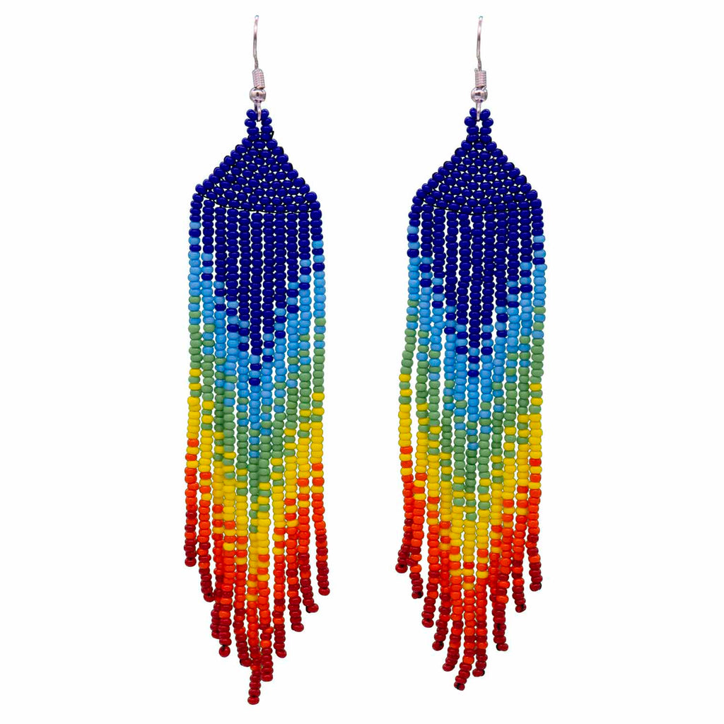 Long Tassel Glass Bead Earrings-Earrings-Siesta Crafts