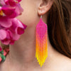 Long Tassel Glass Bead Earrings-Earrings-Siesta Crafts