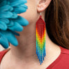 Long Tassel Glass Bead Earrings-Earrings-Siesta Crafts