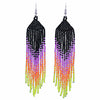 Long Tassel Glass Bead Earrings-Earrings-Siesta Crafts