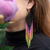 Long Tassel Glass Bead Earrings-Earrings-Siesta Crafts