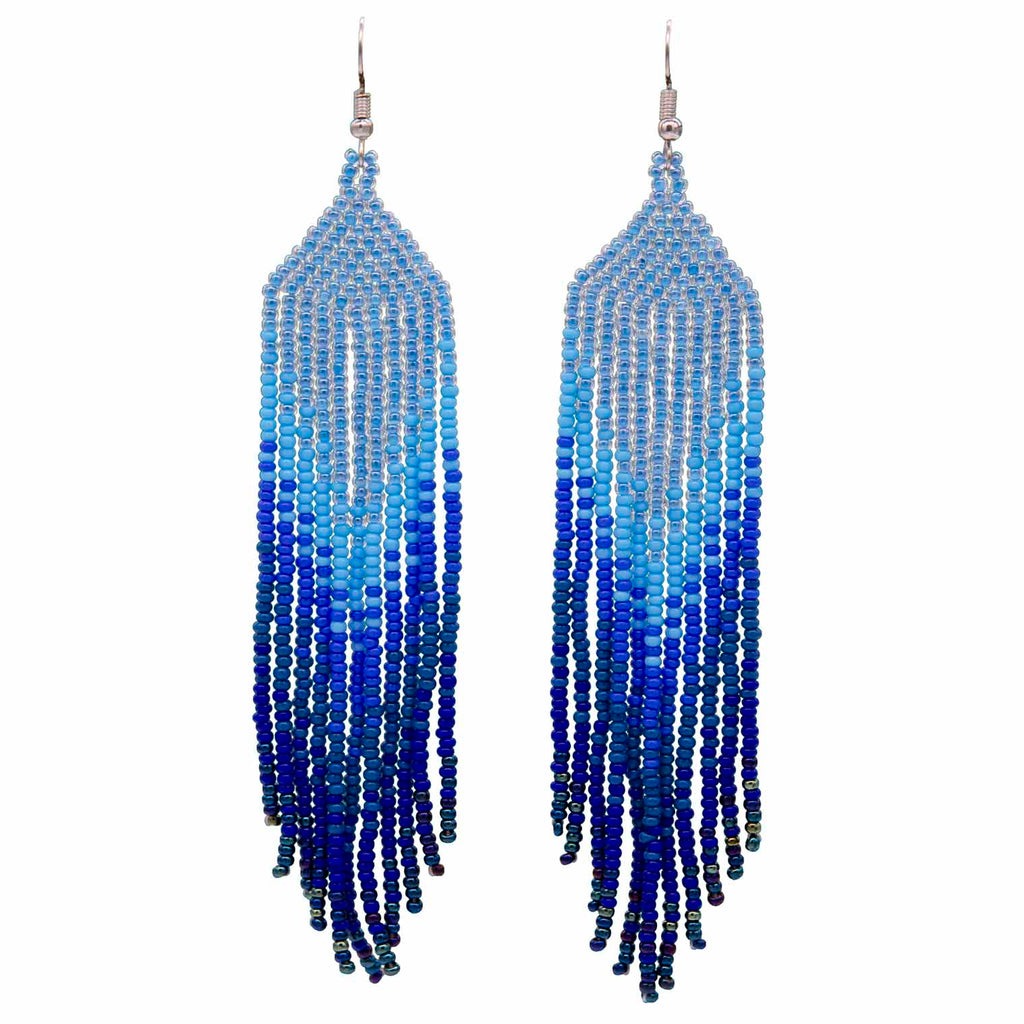 Long Tassel Glass Bead Earrings-Earrings-Siesta Crafts