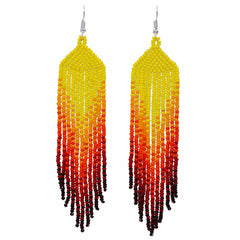 Long Tassel Glass Bead Earrings-Earrings-Siesta Crafts