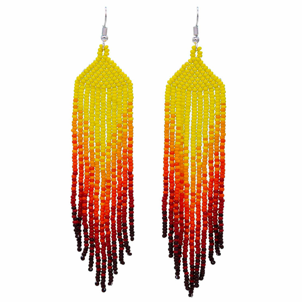 Long Tassel Glass Bead Earrings-Earrings-Siesta Crafts