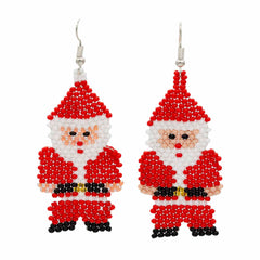 Glass Bead Santa Earrings Large-Earrings-Siesta Crafts