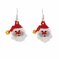 Glass Bead Santa Head Earrings Small-Earrings-Siesta Crafts