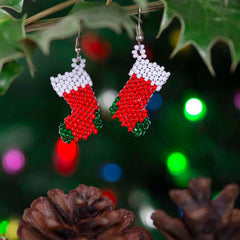 Glass Bead Stocking Earrings Small-Earrings-Siesta Crafts