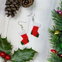 Glass Bead Stocking Earrings Small-Earrings-Siesta Crafts