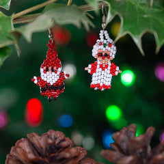 Glass Bead Mr and Mrs Claus Earrings Small-Earrings-Siesta Crafts