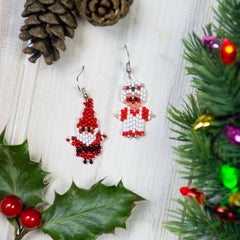 Glass Bead Mr and Mrs Claus Earrings Small-Earrings-Siesta Crafts