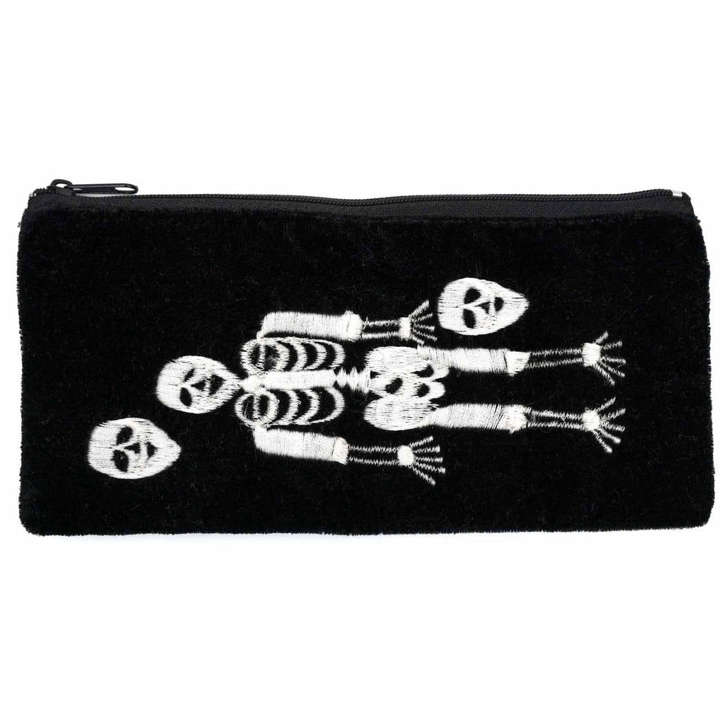 Long Skeleton Velvet Pouch