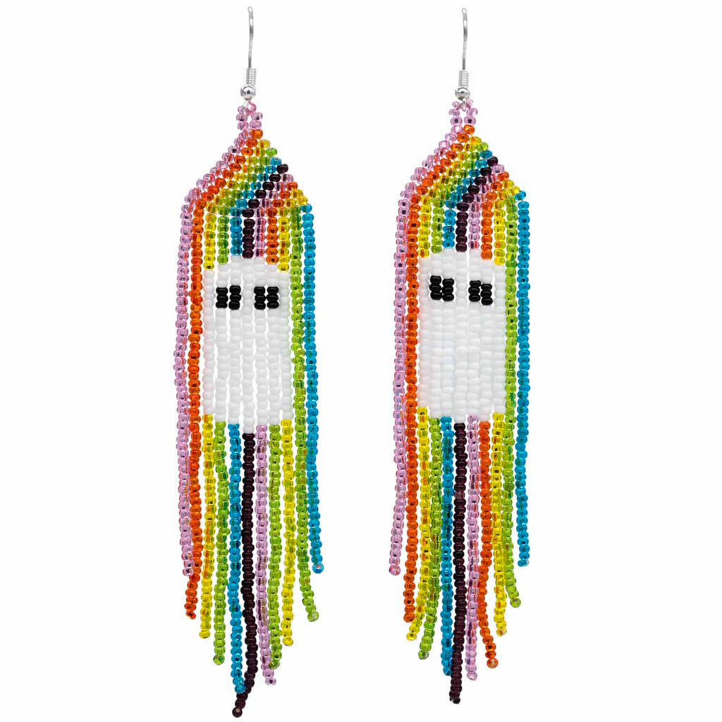 Long Tassel Glass Bead Ghost Earrings