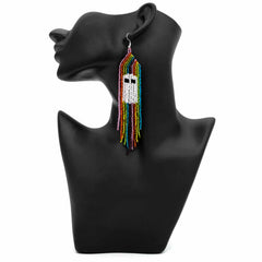 Long Tassel Glass Bead Ghost Earrings