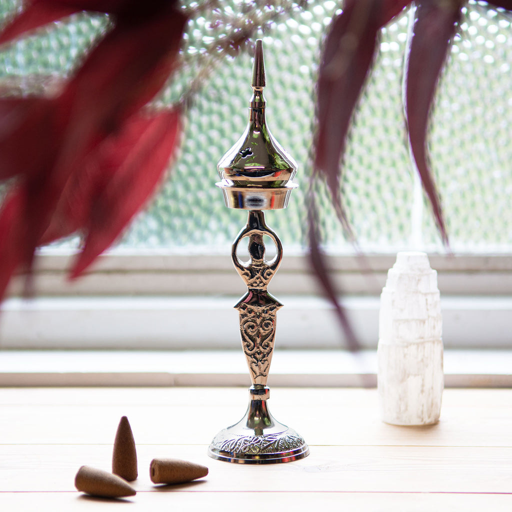 Brass Goddess Burner-Incense Holders-Siesta Crafts