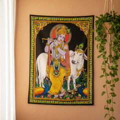 Lord Krishna Wall Hanging-Textiles-Siesta Crafts