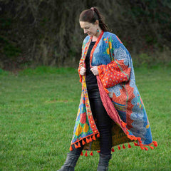 Kantha Tassel Shrug Jacket-Tops-Siesta Crafts
