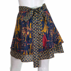 Recycled Sari Mini Wrap Skirt-Skirts-Siesta Crafts