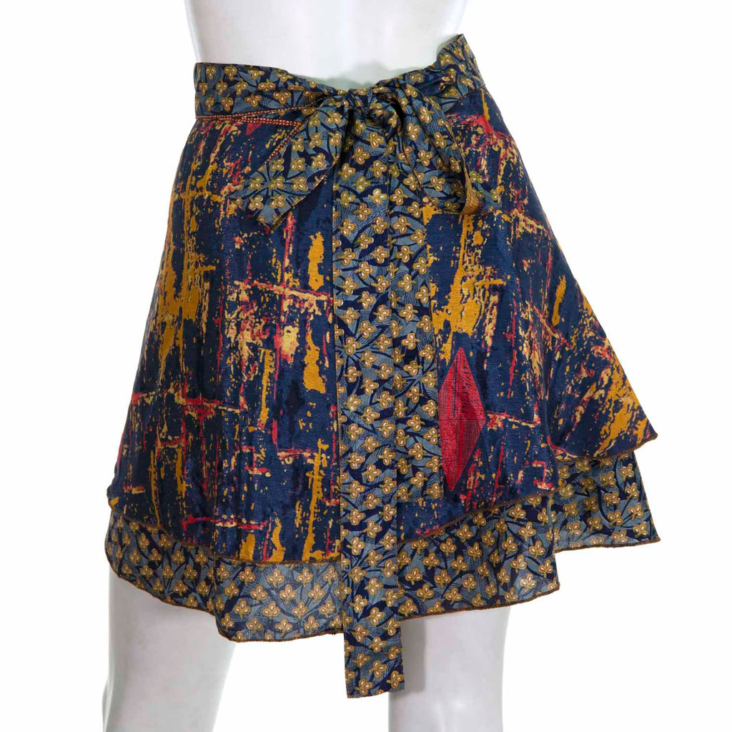 Recycled Sari Mini Wrap Skirt-Skirts-Siesta Crafts