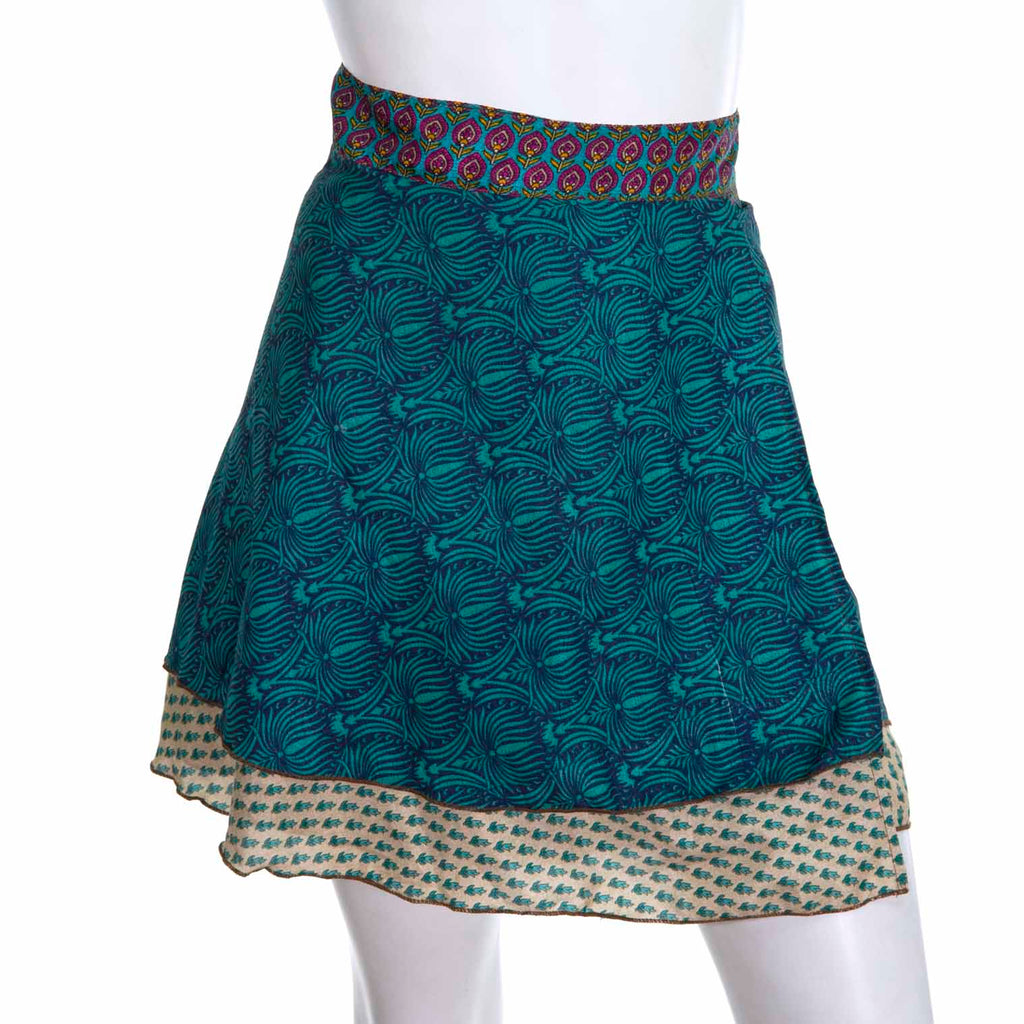 Recycled Sari Mini Wrap Skirt-Skirts-Siesta Crafts