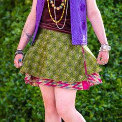 Recycled Sari Mini Wrap Skirt-Skirts-Siesta Crafts
