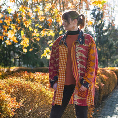 Kantha Reversible Jacket-Coats, Jackets & Ponchos-Siesta Crafts