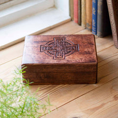 Wooden Box with Celtic Cross-Storage & Organisation-Siesta Crafts