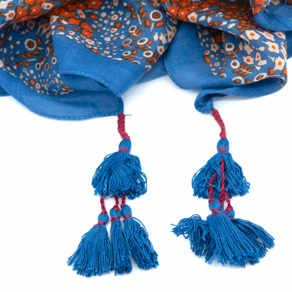 Retro Floral Square Scarf-Scarves-Siesta Crafts