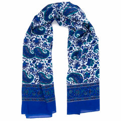 Blue Paisley Square Scarf-Scarves-Siesta Crafts