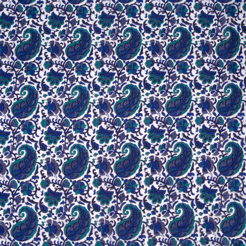 Blue Paisley Square Scarf-Scarves-Siesta Crafts