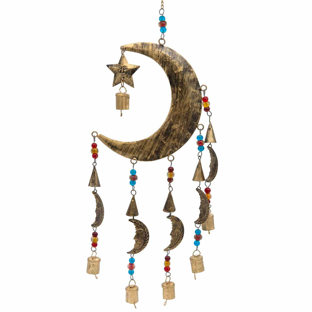 Metal Moon Mobile with Bells and Mini Moons-Home Décor-Siesta Crafts