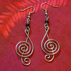 Treble Clef Kenyan Earrings-Earrings-Siesta Crafts