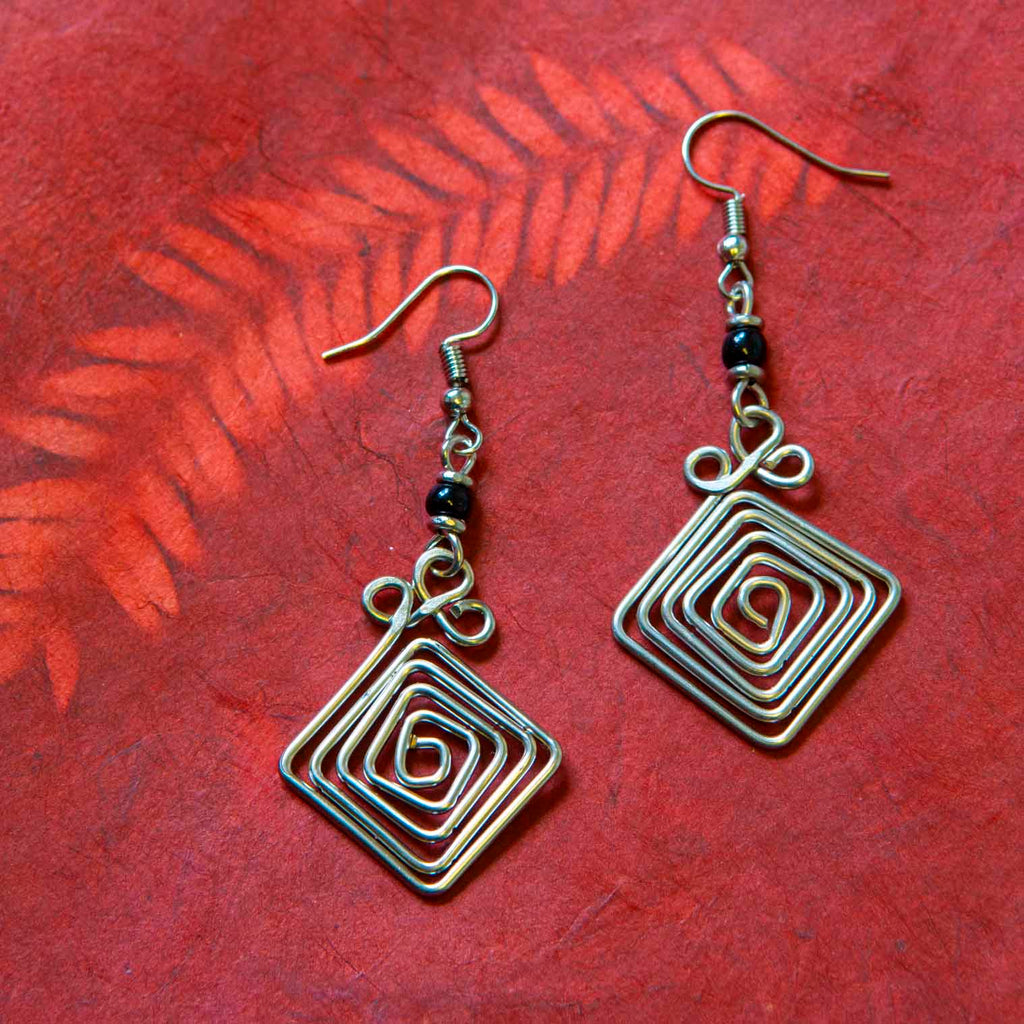 Diamond Spiral Kenyan Earrings-Earrings-Siesta Crafts