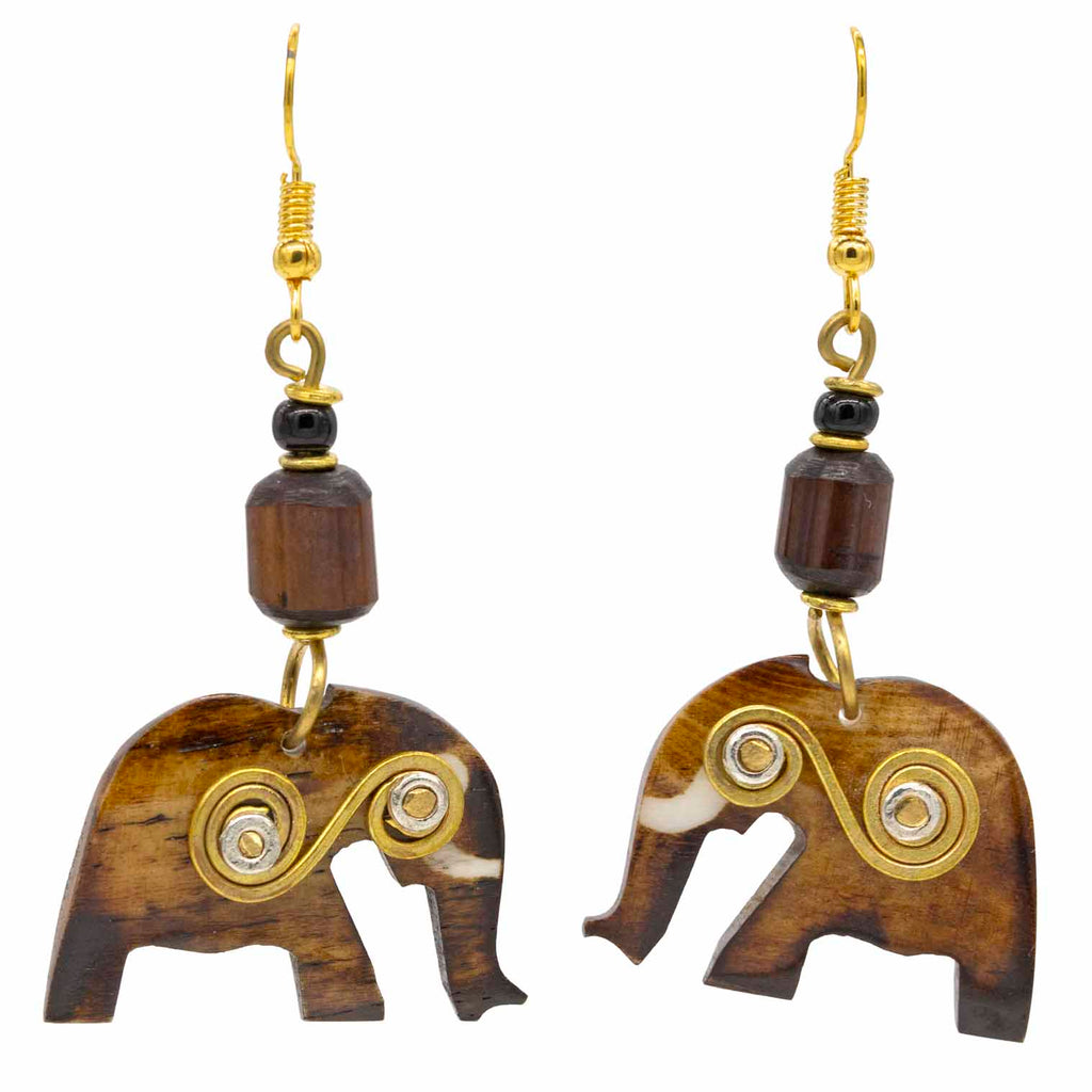 Spiral Elephant Earrings-Earrings-Siesta Crafts