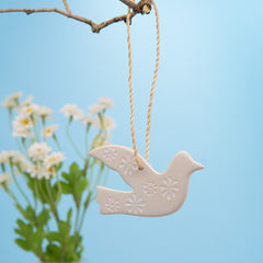 Dove Soapstone Christmas Decoration - Natural-Home Décor-Siesta Crafts
