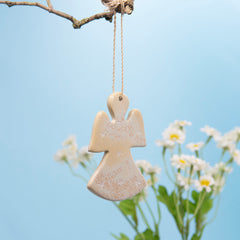 Angel Soapstone Christmas Decoration - Natural-Home Décor-Siesta Crafts