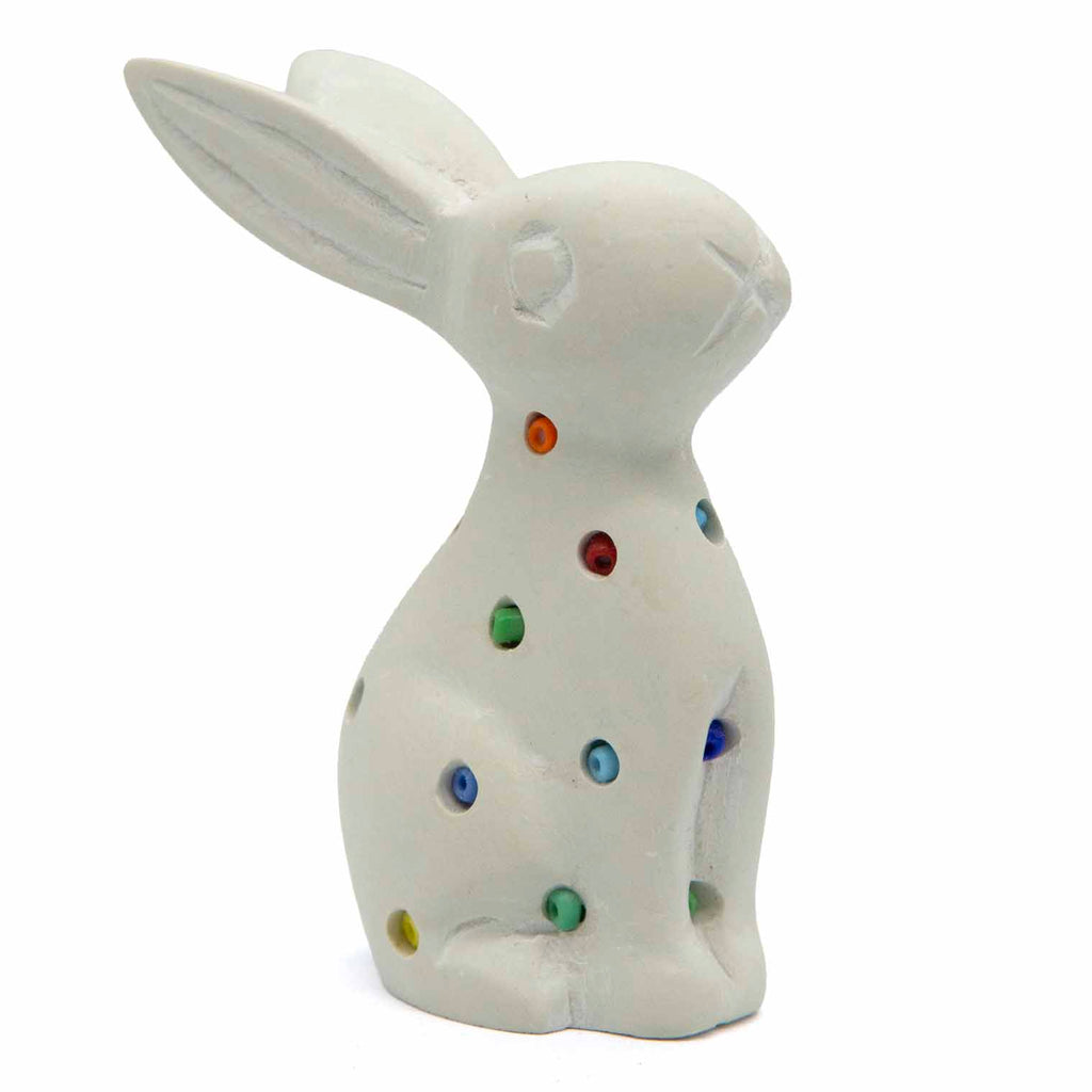 Beaded Soapstone Rabbit-Ornaments & Figurines-Siesta Crafts