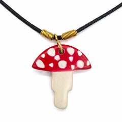 Soapstone Mushroom Pendant Necklace-Necklaces & Pendants-Siesta Crafts