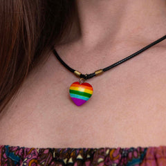 Soapstone Rainbow Heart Pendant Necklace-Necklaces & Pendants-Siesta Crafts