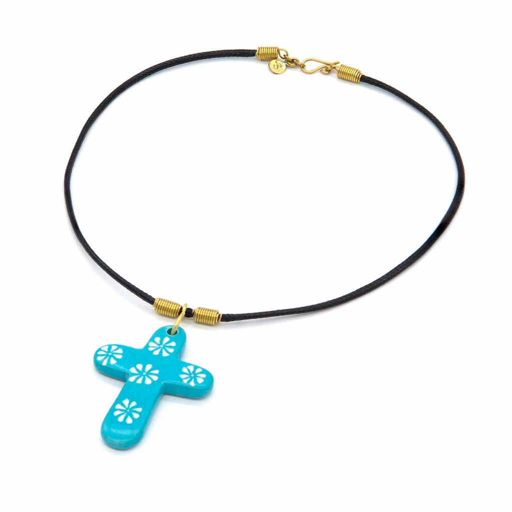 Soapstone Cross Pendant Necklace-Necklaces & Pendants-Siesta Crafts