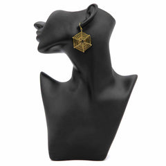 Spider Web Brass Earrings