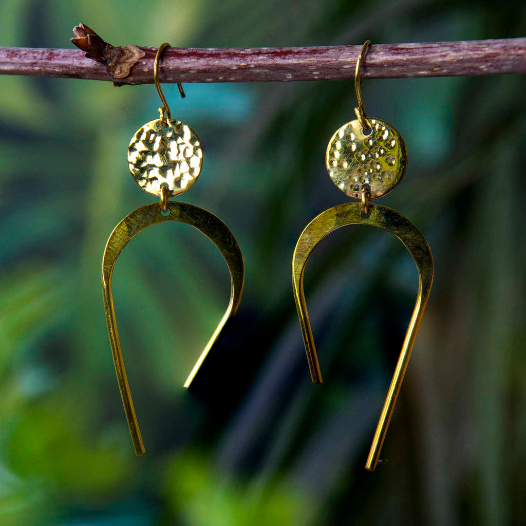 Abstract Brass Earrings-Earrings-Siesta Crafts