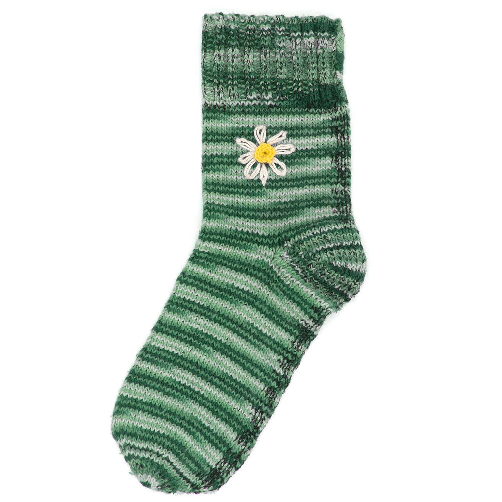 Knitted Cotton Daisy Socks-Socks & Legwarmers-Siesta Crafts