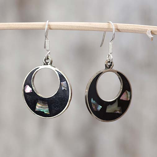 Basilia Black Shell Earrings-Earrings-Siesta Crafts