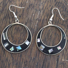 Elena Black Shell Earrings-Earrings-Siesta Crafts