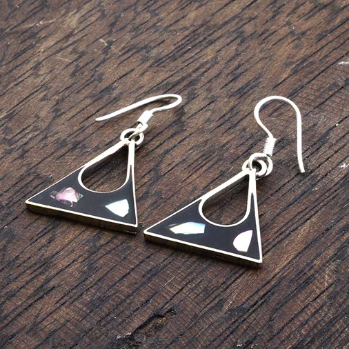 Anita Black Shell Earrings-Earrings-Siesta Crafts