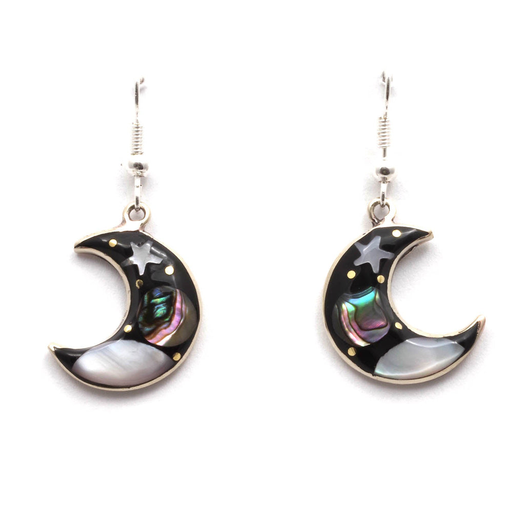 Stellar Crescent Moon Earrings-Earrings-Siesta Crafts