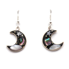 Stellar Crescent Moon Earrings-Earrings-Siesta Crafts